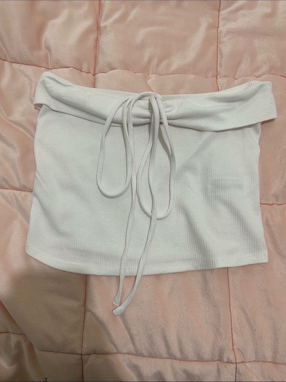 wild fable White Ribbed Tube Top with Tie